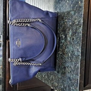 Coach tote (blue) with matching zippered wallet (blue)